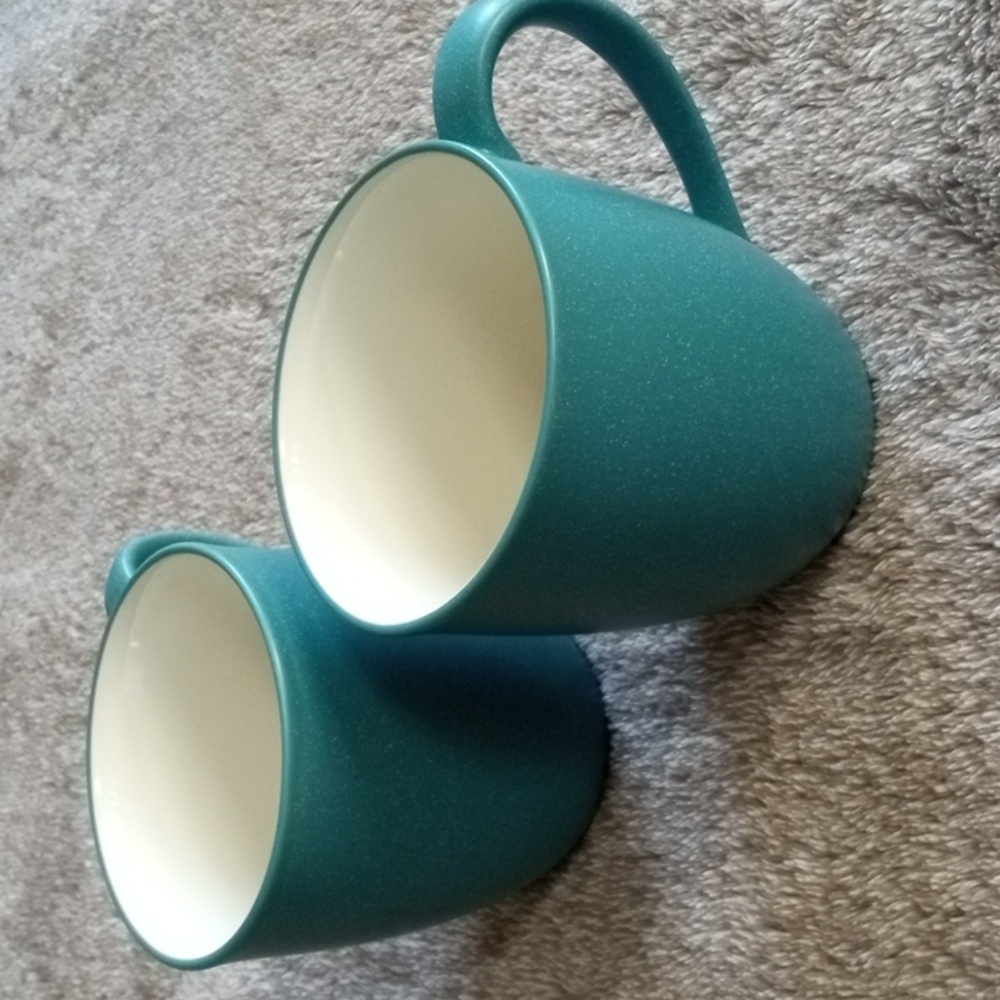 Noritake Colorwave Turquoise stoneware handled mugs set of two
